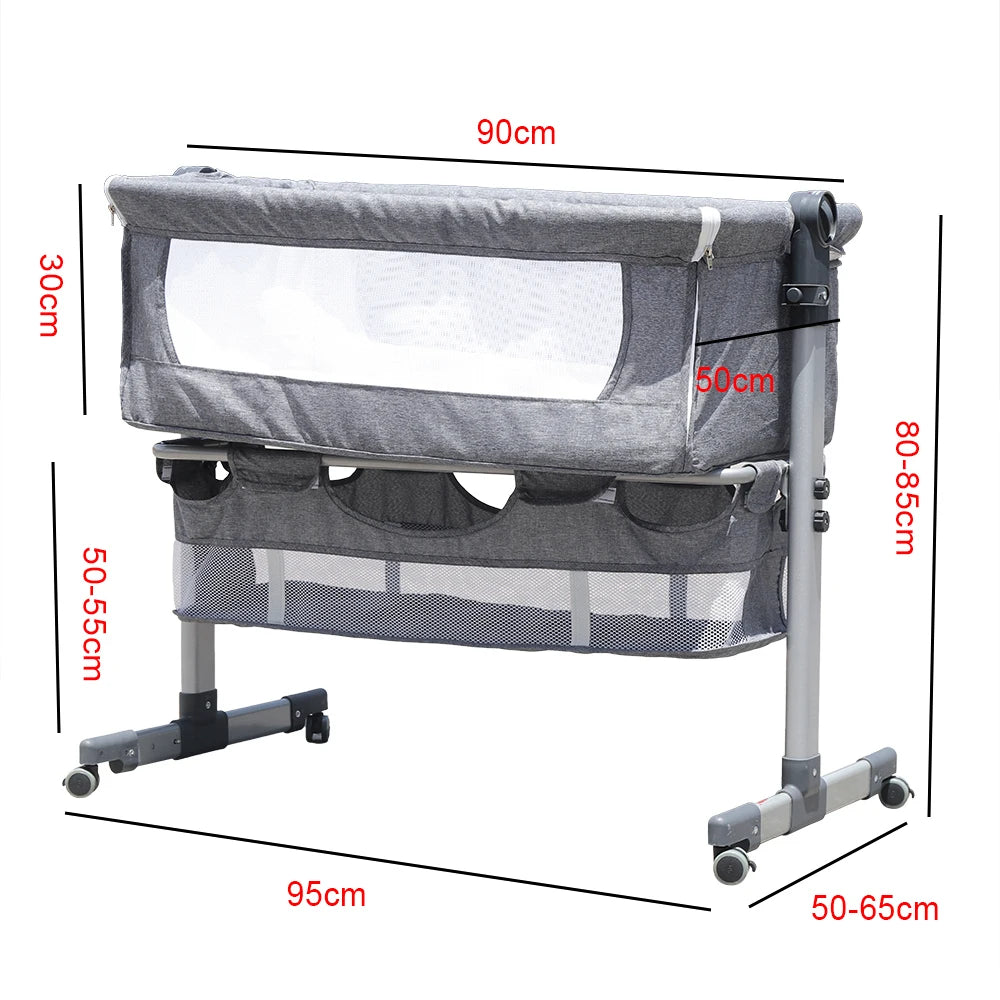 Baby Newborn Bassinet Bedside Crib Infant Sleeper Bed Cradle Gray Cradle Bed NEW Portable Crib Adjustable Bed Side