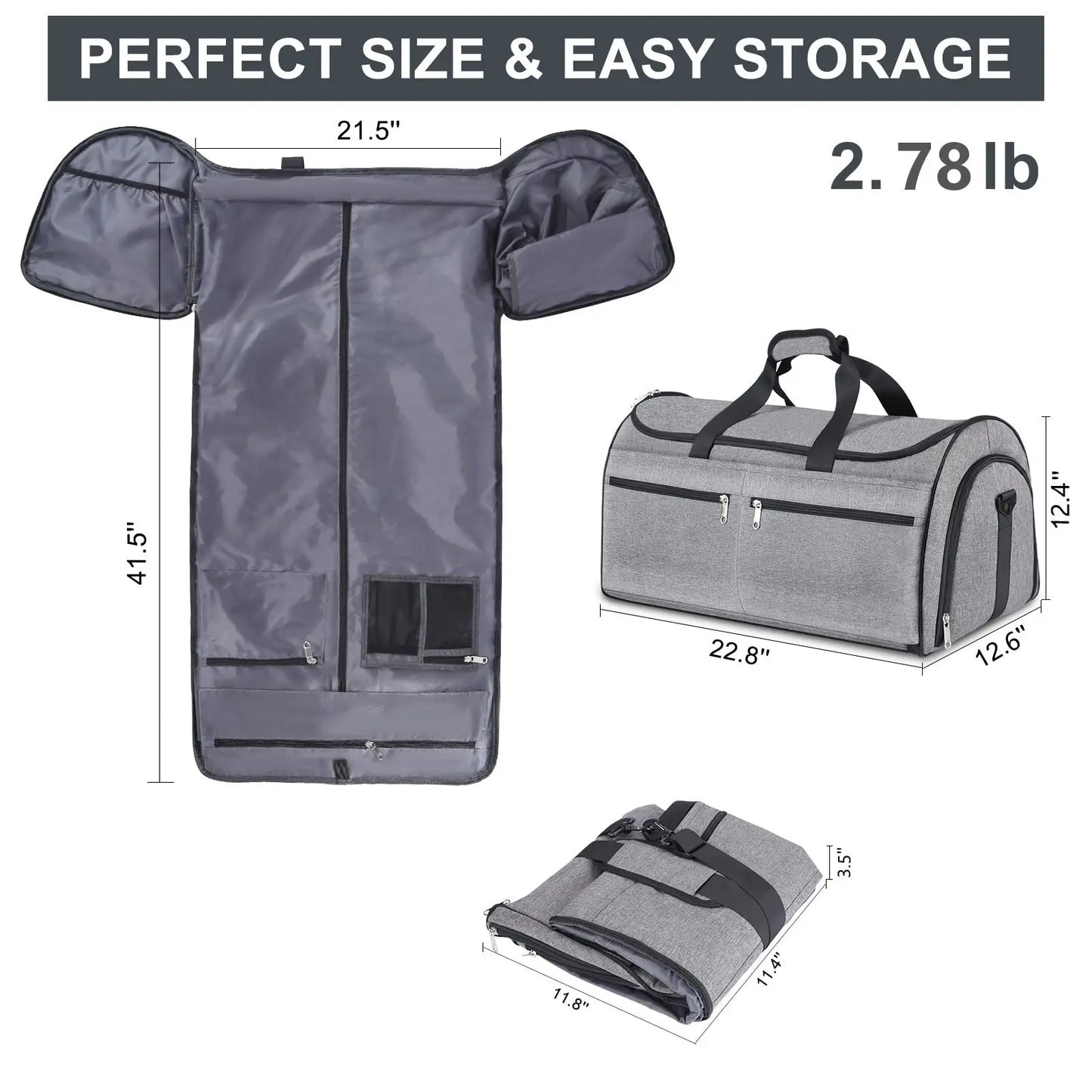 Carry On Travel Garment Bag, Convertible Travel Luggage Set, 2-in-1 Weekend Casual Men Women