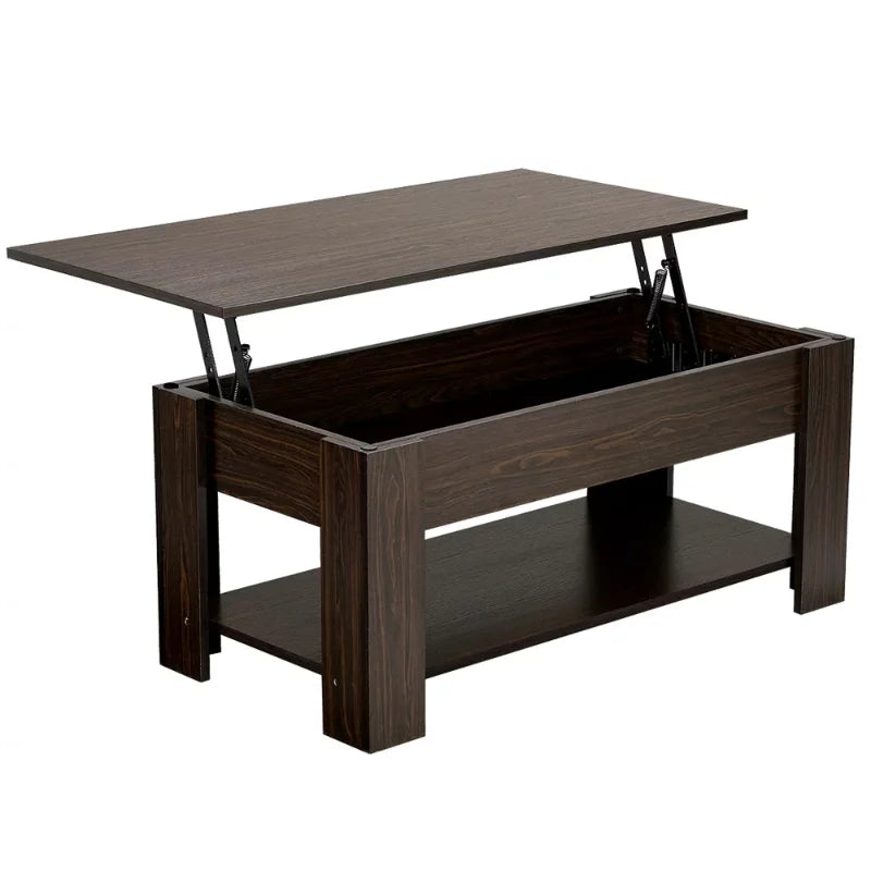 Easyfashion Modern 38.6" Rectangle Wooden Lift Top Coffee Table with Lower Shelf, Multiple Colors and Sizes