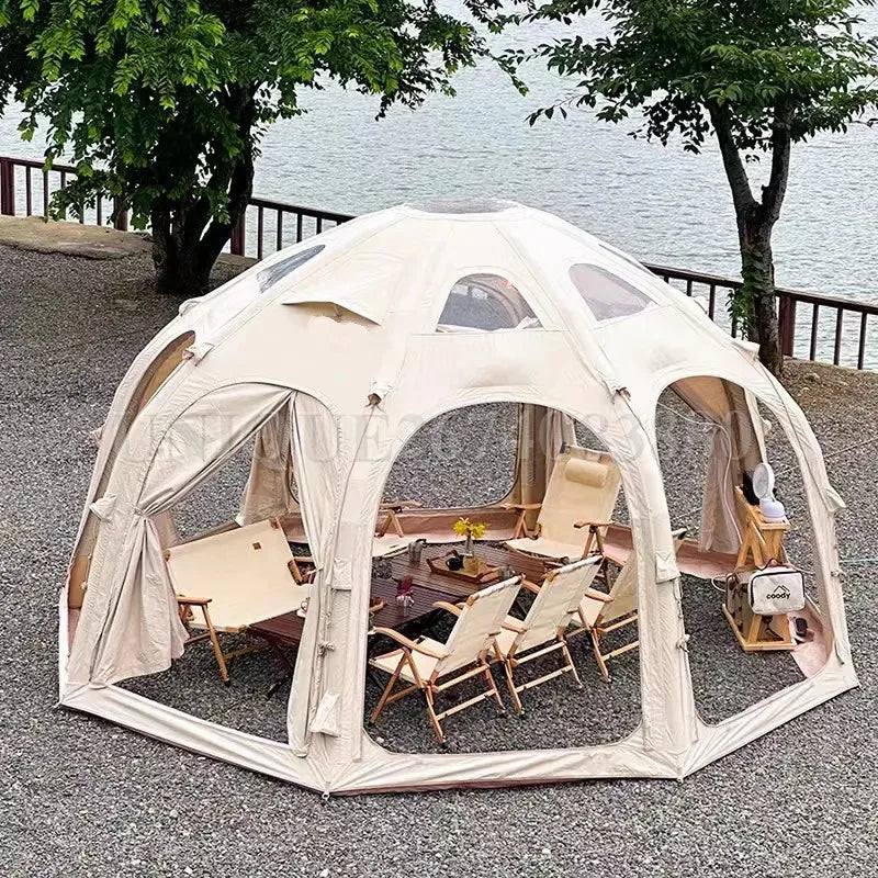 Inflatable Starry Circular Camping Tent, Glamping Round Tent, Outdoor Go Hike Resort