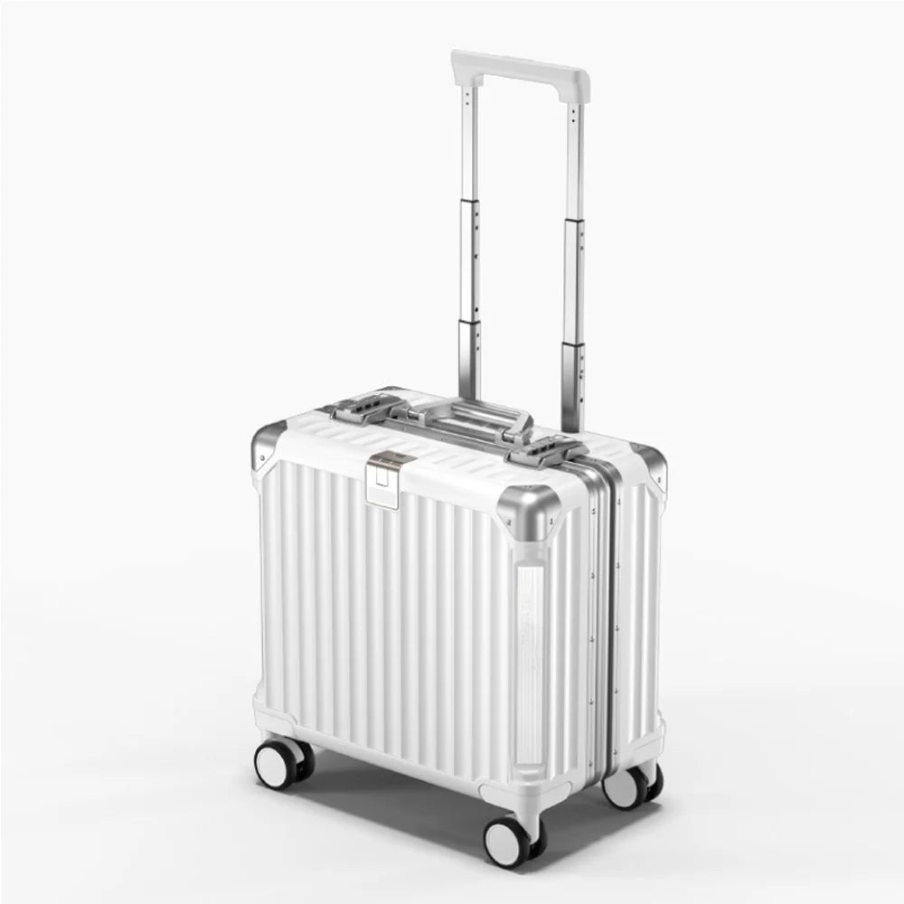 2023 Aluminum Magnesium Alloy Luggage Men/Women Travel Suitcase With Telescopic Pull Rod Spinner Size:43-25-40cm