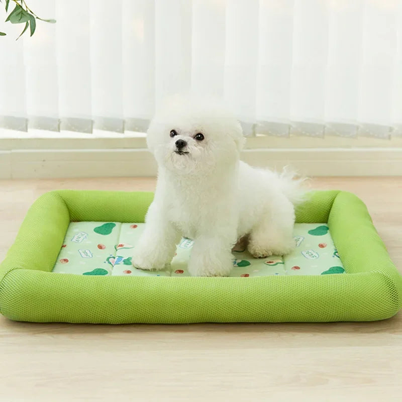 New S-XL Summer Cooling Pet Dog Mat Ice Pad Dog Sleeping Square Mats For Dogs Cats Pet Kennel Top Quality Cool Cold Silk Dog Bed