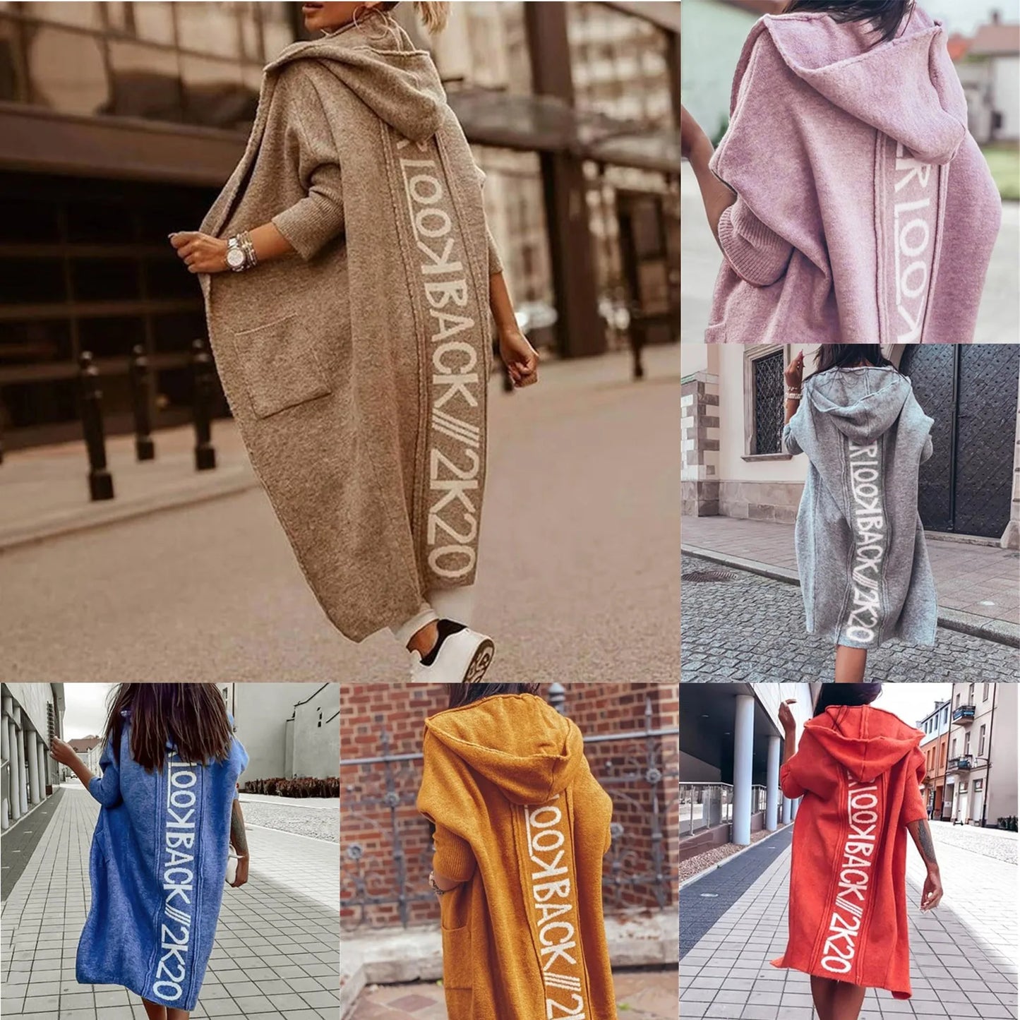 Women Cardigan Sweater Pure Color Women Knitted Hoodie Sweater Cardigan With Pocket