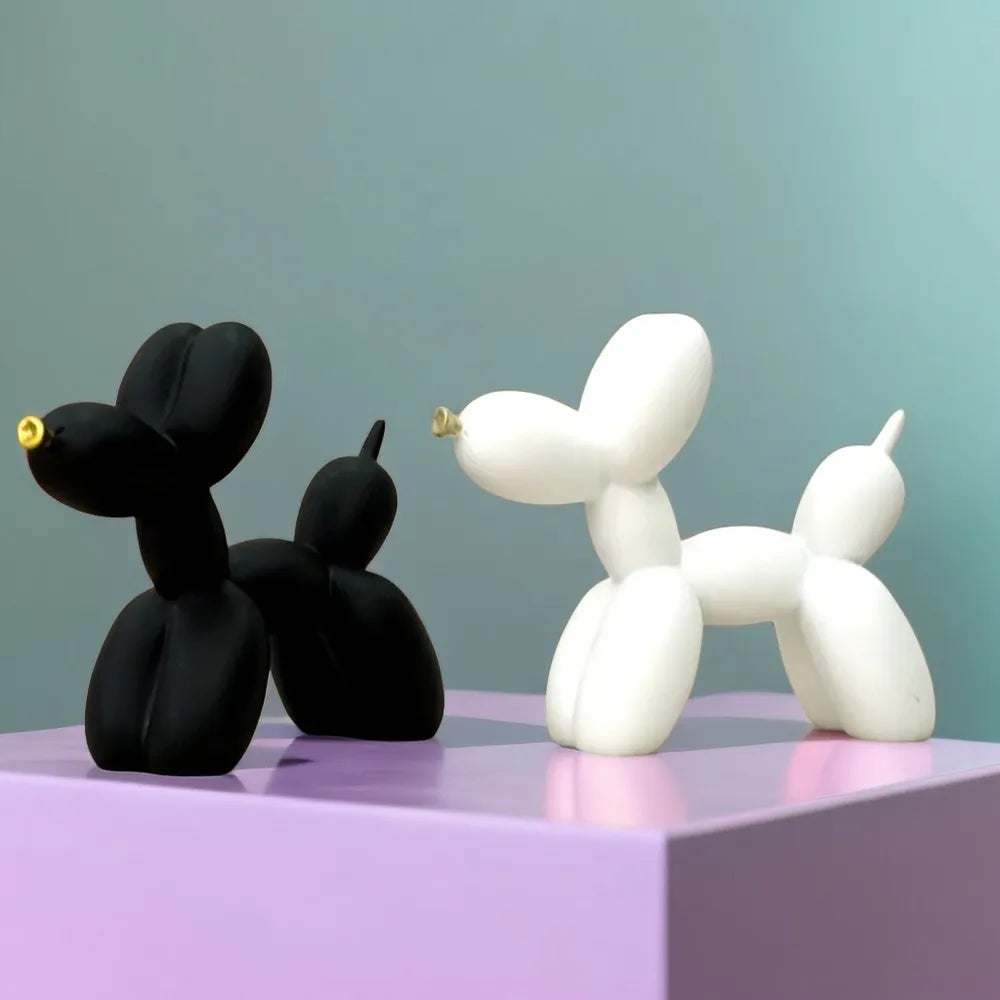 Vilead Graffiti Balloon Dog Sculpture Black White Puppy Figurines Modern Decoration Pink Room Bedroom Tabletop Living Bathroom