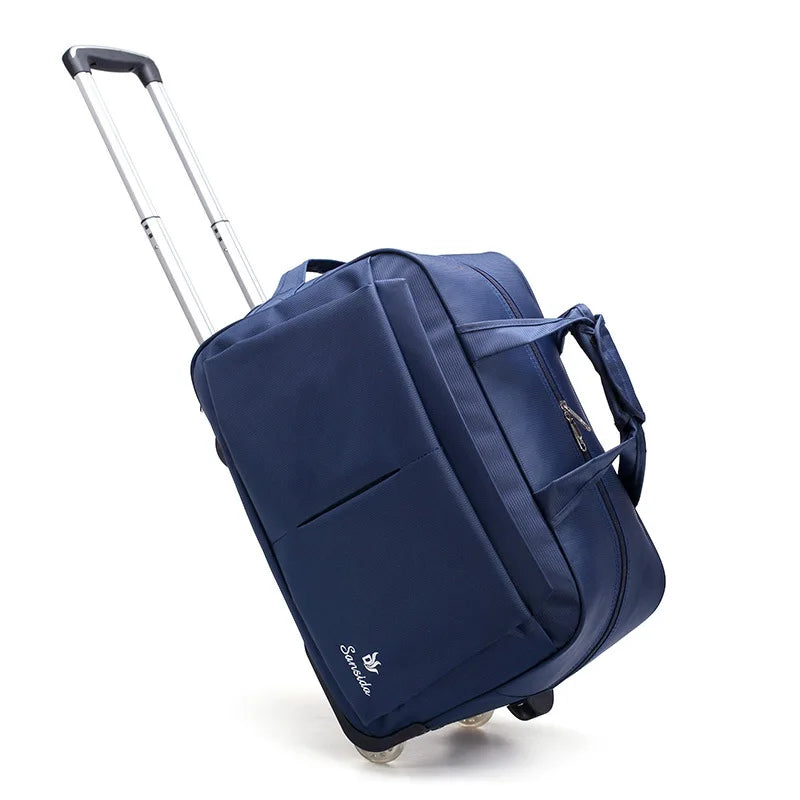 New Travel Trolley Bag With single Wheels Portable Folding Luggage Bags Oxford cloth Rolling Light Large Capacity Travel Bag