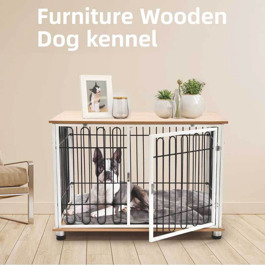 Wholesale Decorative Crates Wooden Stainless Steel Heavy Duty Pet Cage Furniture Dog Kennels Stackable Dog Cages