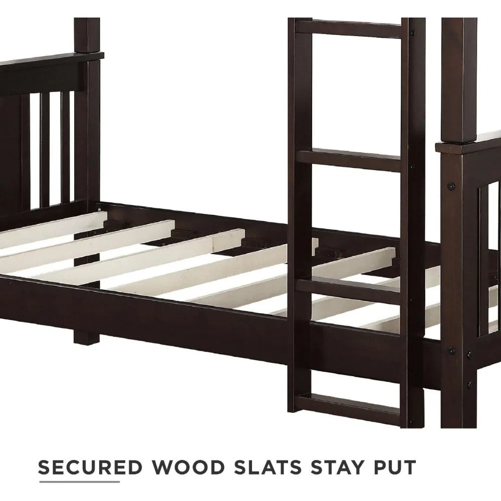 Bed Base Frame Espresso Twin Bunk Bed Headboards Bases Frames Beds Bedroom Furniture Home