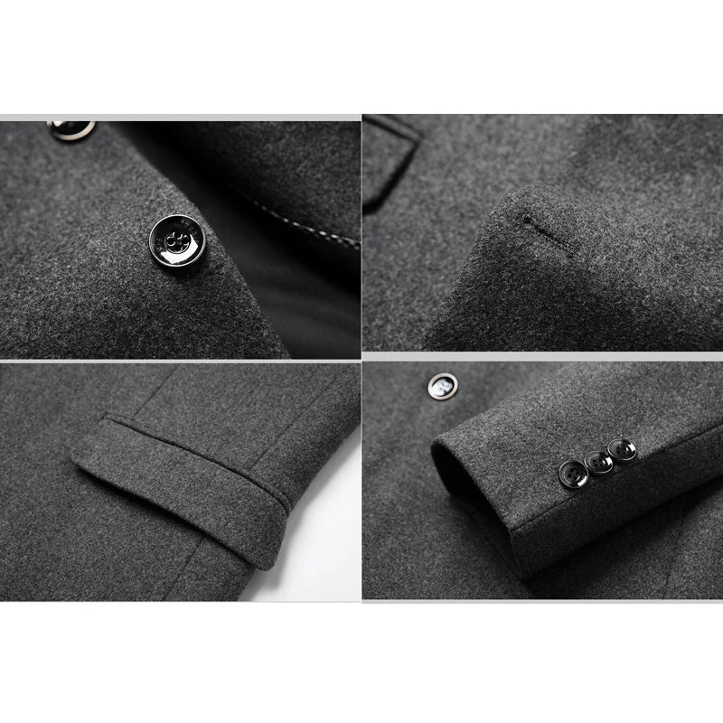 BROWON Brand Business Casual Wool Blazer Men 2024 Autumn and Winter New Solid Men Blazer Regular Fit Long Sleeve Blazers for Men