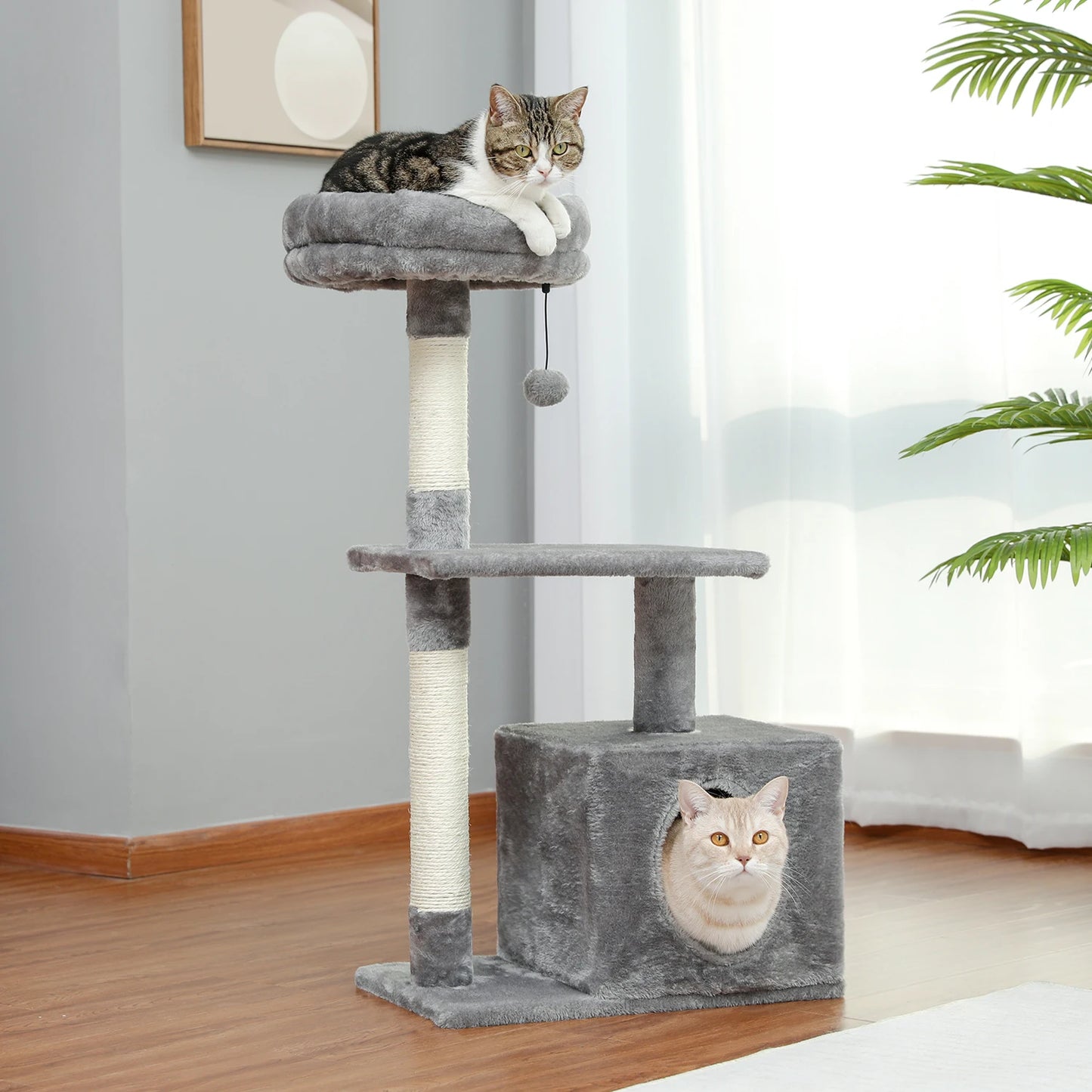 Free Shipping Drop Shipping Cat Tree Tall Cat Tower with Large Cat Condo Cozy Perch Bed Scratching Posts Cat Toys