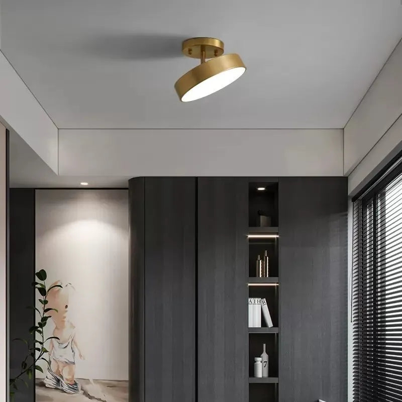 Modern LED Ceiling Light Copper Lamp For Bedroom Living Room Light Nordic Round Gold Black Entryway Corridor Aisle Decor Fixture