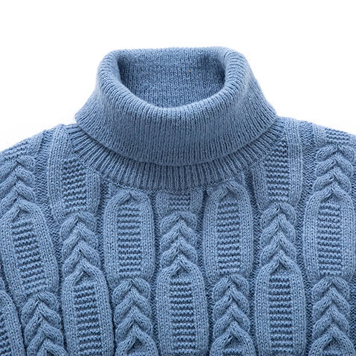 Men Twist Knitted Sweater Solid Color Pullover Casual Turtleneck Sweatwear Winter Warm Outdoor Knitwears Tops Pull Homme