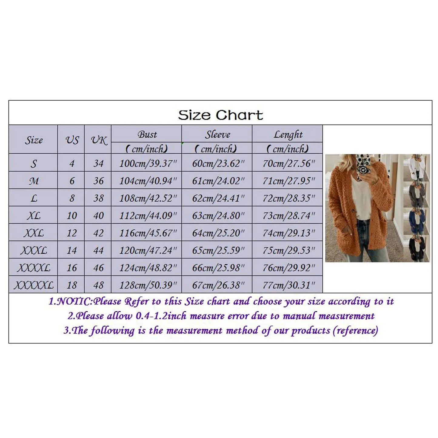 Ladies Fashion Casual Solid V-neck Button Down Pocket Long Sleeve h Cardigan Loose Winter Warm Coat