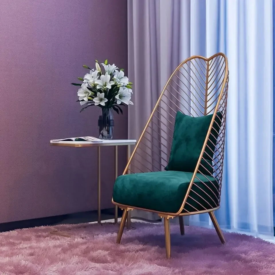 Nordic Style Gold Metal Iron Wire Chair Leisure Lazy Living Room Sofa Chair Pink Chair Coffee Chair Modern Decor Furniture