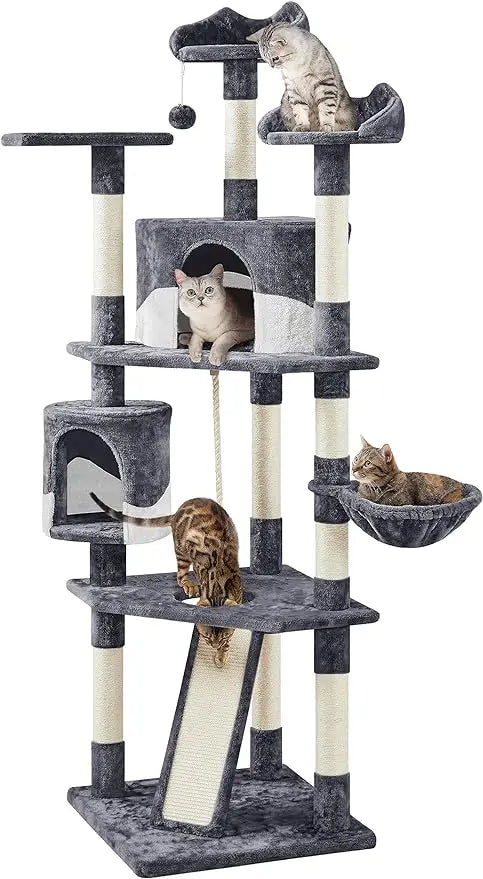 Yaheetech 79in Multi-Level Cat Trees Indoor Cat Tower with Sisal-Covered Scratching Posts, Plush Perches and Condo for Kittens,