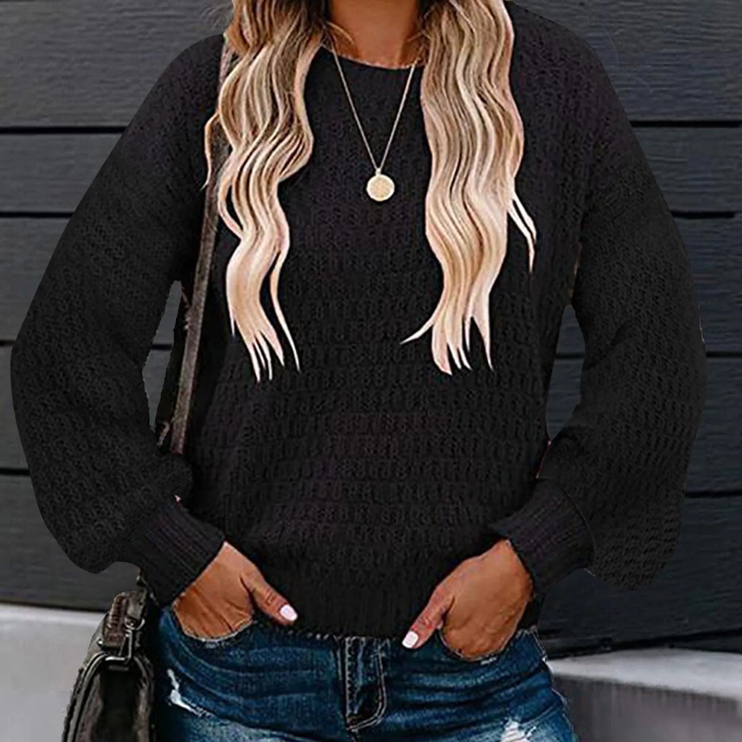 2023 Autumn Winter Women’s Sweater Fashion Casual Oversized Jumper Female Solid Color O-Neck Pullover Sweaters Loose Knitwear