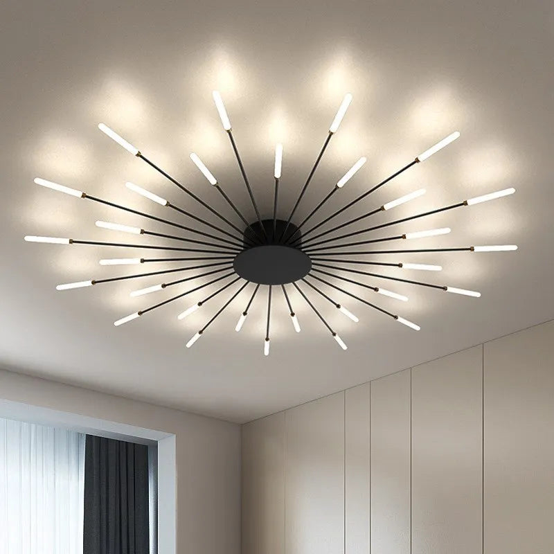 Modern LED Ceiling Light Golden Fireworks Full Star Ceiling Lights Living Room Decor Fixture Dining Room Bedroom led Lamp Lustre