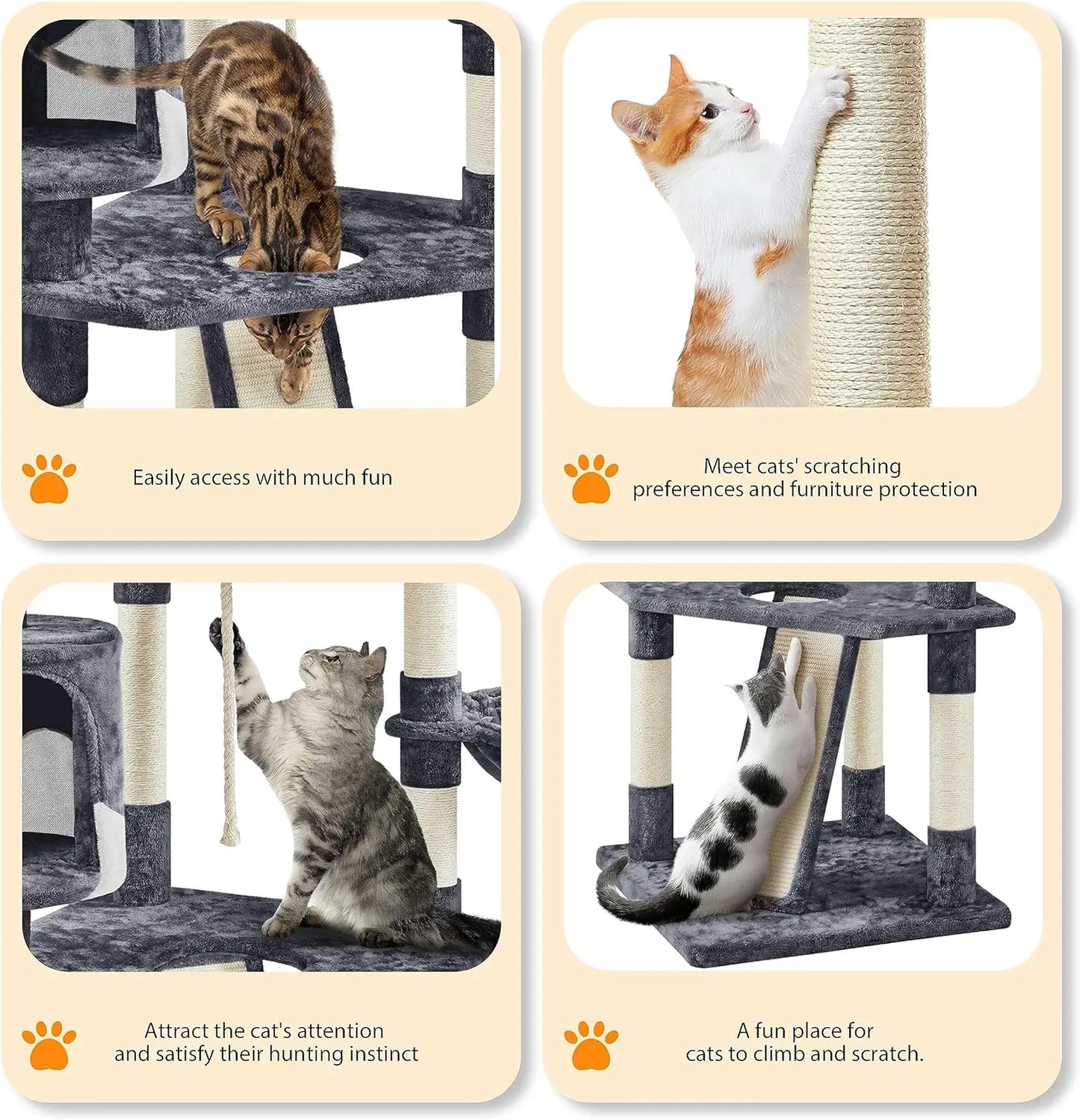 Yaheetech 79in Multi-Level Cat Trees Indoor Cat Tower with Sisal-Covered Scratching Posts, Plush Perches and Condo for Kittens,