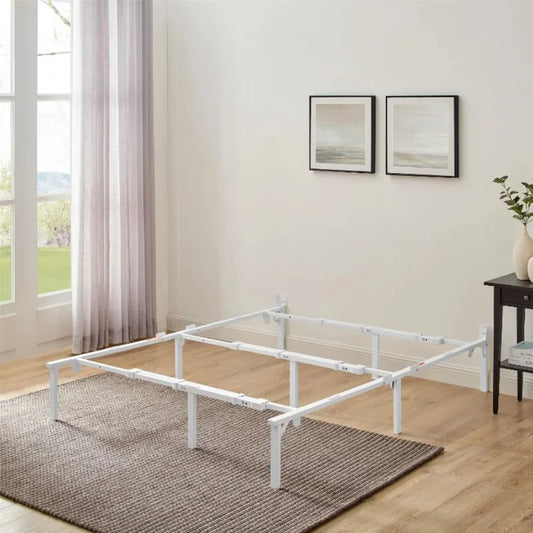 Mainstays 12" Adjustable Metal Platform Bed Frame, White, Twin - King bedframe bedroom furniture