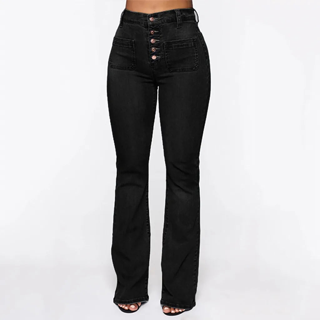 Flare Jeans Mid Waist Loose Comfortable Jeans For Women Pants 2023 Elastic Fashion Boyfriend Style Denim Pant Trousers