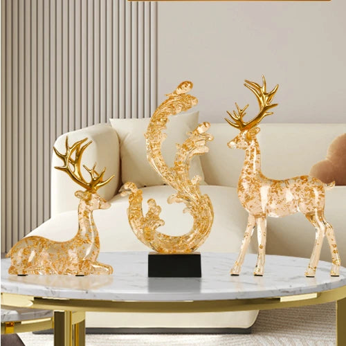 Luxury Transparent Elk Sculpture Home Decor Accessories Modern Living Room Office Bookshelf Accessories Art Animal Aesthetics