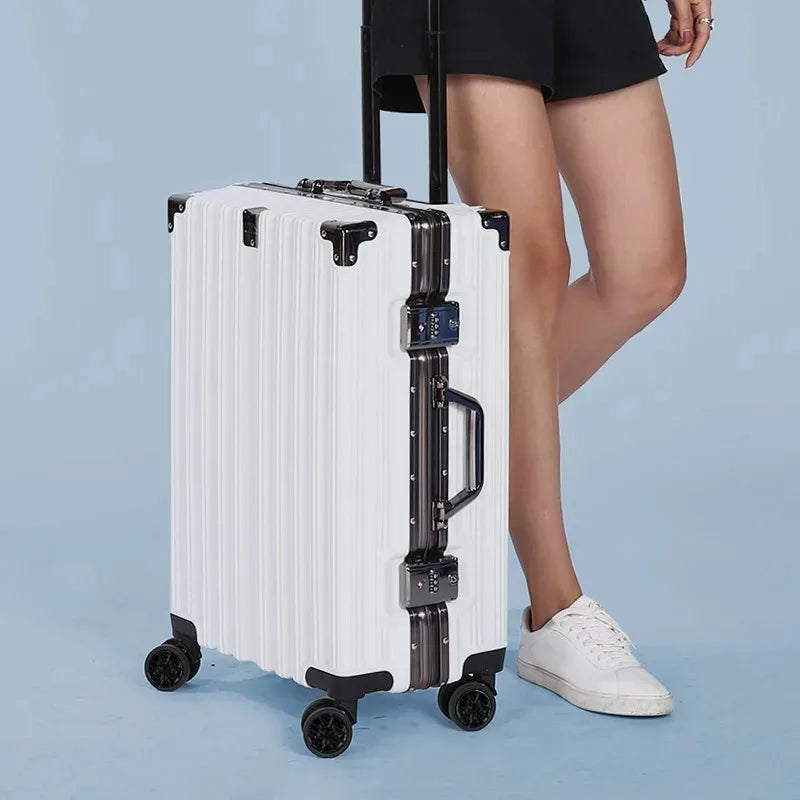 Aluminum Frame Travel Trolley Suitcase Large Capacity Vintage 20 "universal Wheel Boarding 26 Men and Women Explosive