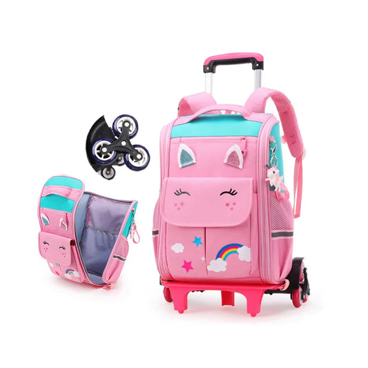 School Bag Student High Capacity Rolling Backpacks Kids Trolley Wheeled Bag Children Backpack Wheels