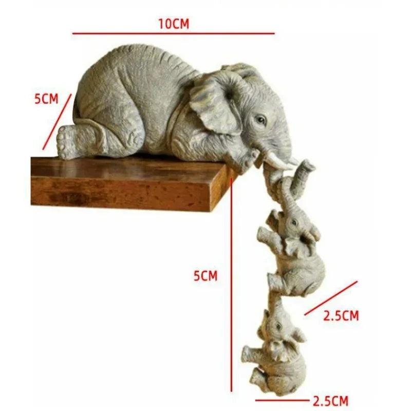 3Pcs/Set Cute Elephant Figurines Elephant Holding Baby Elephant Resin Crafts Home Furnishing Gift Home Decoration Accessories