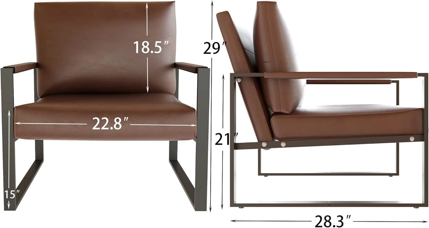 AWQM Modern PU Leather Accent Chair Arm Chair with Extra-Thick Padded Backrest and Seat Cushion Sofa Chairs