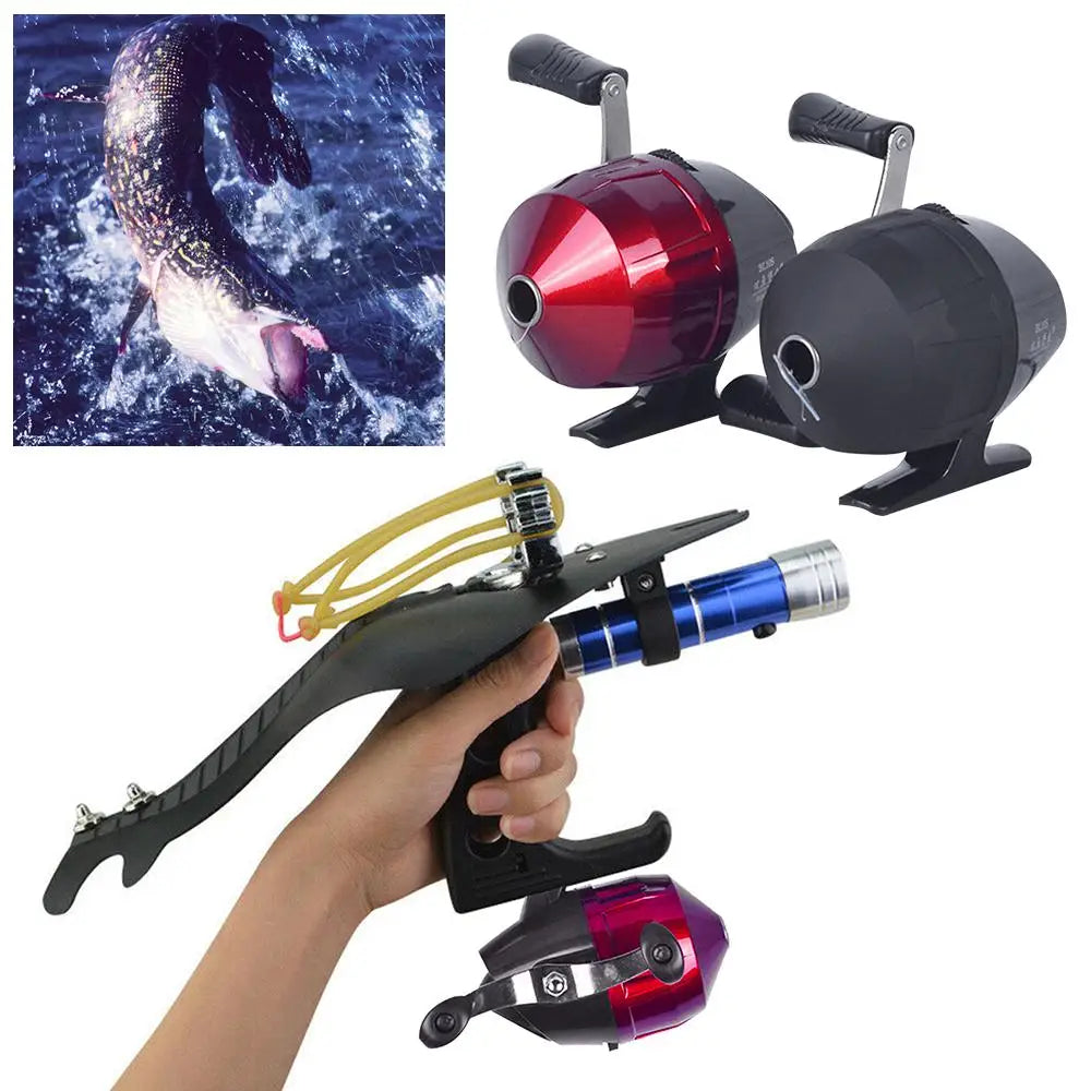 Slingshot Fishing Reel For Hunting Outdoor Archery Built-in Double Shake Fully Enclosed Angling Vessel Fishing Accessories Tools