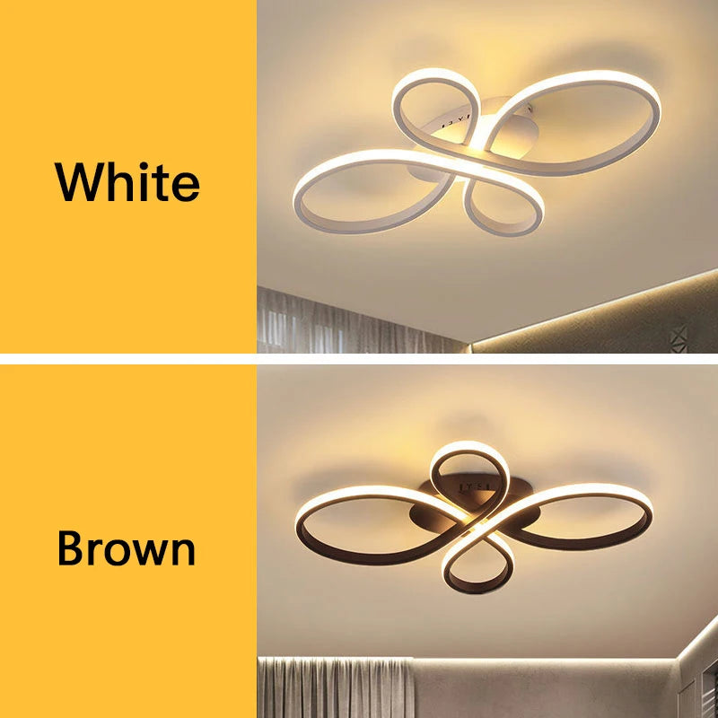 Living Room Minimalist Chandelier Ring Modern Led Ceiling Lamp For Bedroom Loft Hall Home Decor White Brown Hanging Light 2022