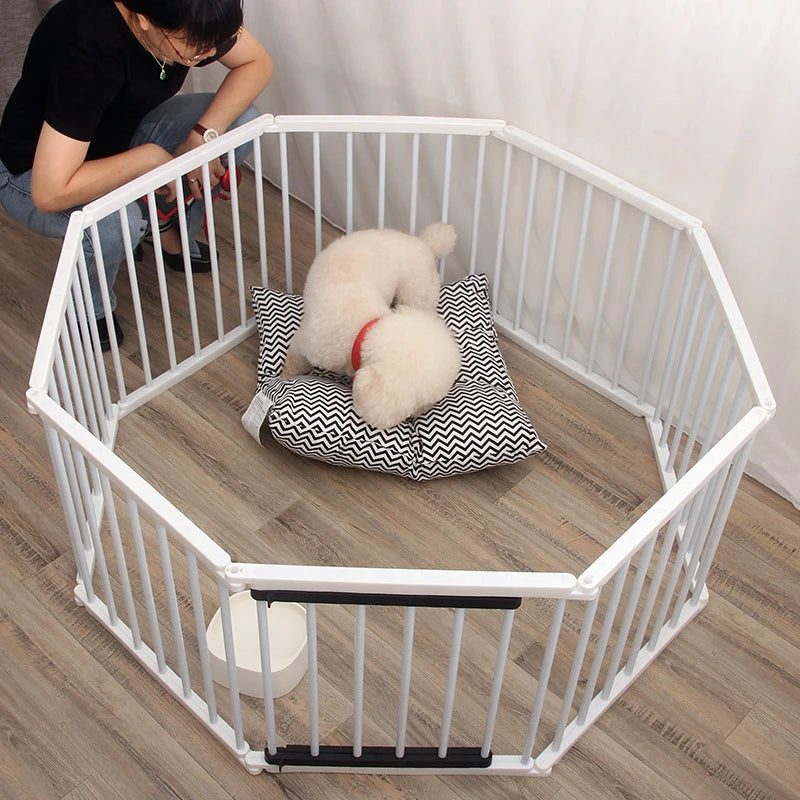 Dog Fence Pet Fence Octagonal Fence Dog Cage Indoor Small Dog Kennel Fold DIY Dog Gate  Dog Cages Kennels  Free Combination