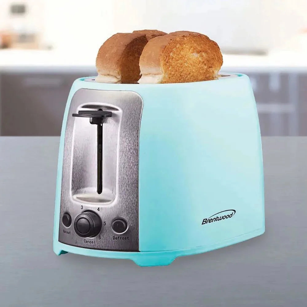 Cool Touch 2-Slice Toaster, Extra Wide Slots, 6-setting browning knob, with Reheat, Defrost, and Cancel Buttons, Blue