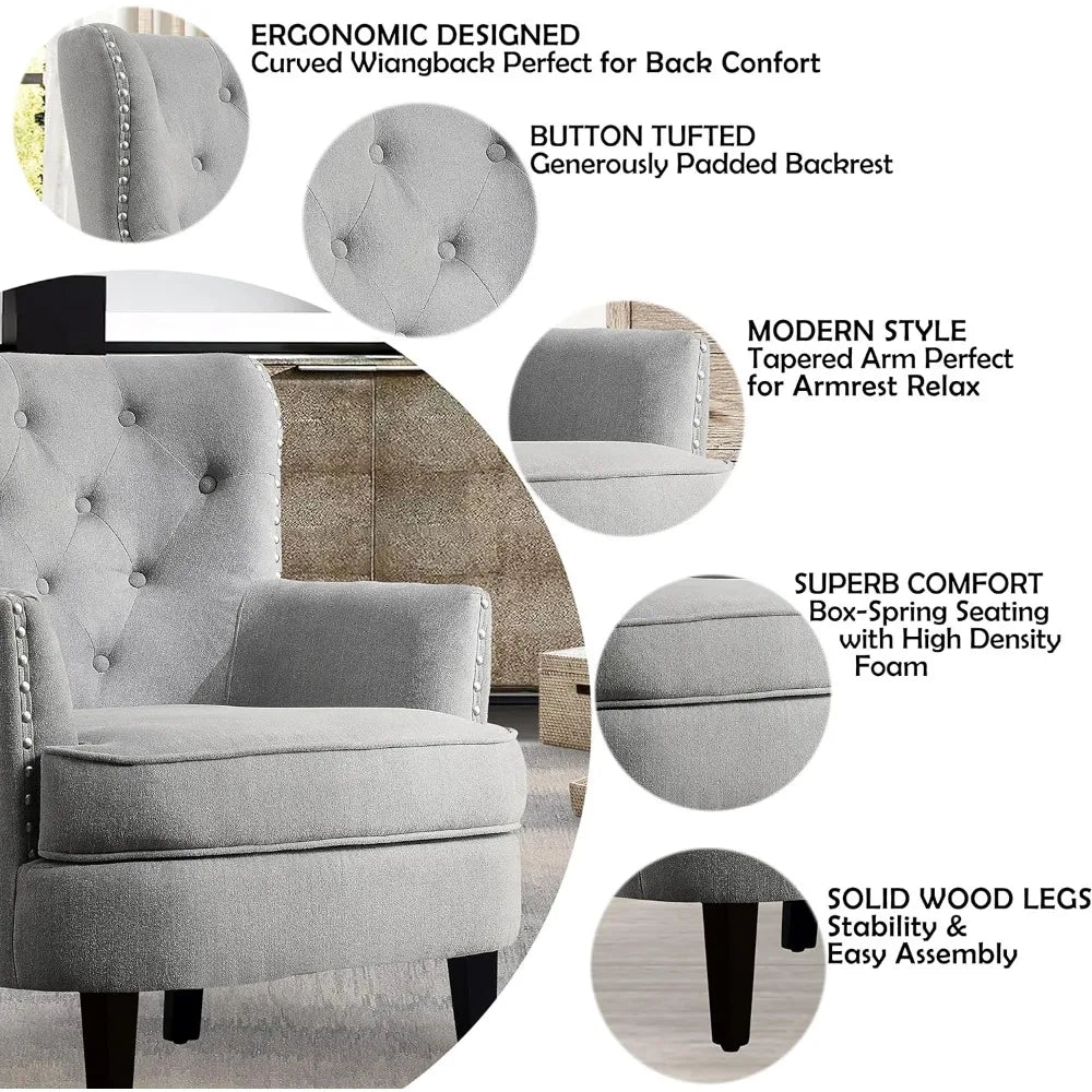 Living room chair furniture reading arm living room comfortable bedroom small accent chair, standard, velvet light grey