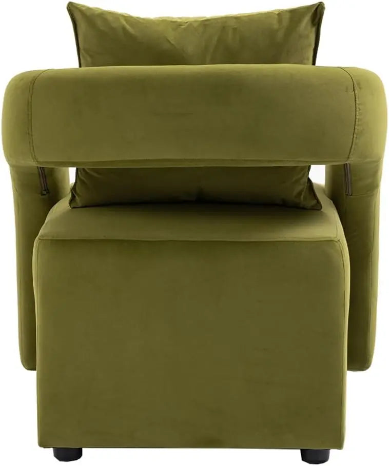 Modern Accent Chair with Ottoman,Velvet Upholstered Armchair and Ottoman Set,Single Sofa with Lounge Seat,Comfortable Club Chair