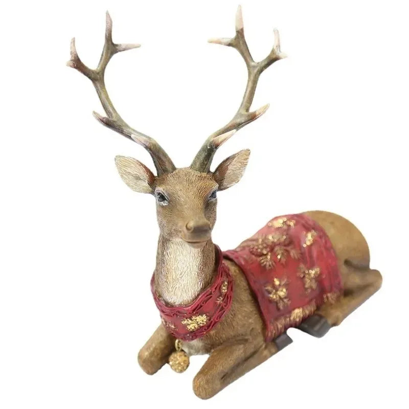 Gold Deer Statue Reindeer Figurines Resin Elk Sculpture Living Room Luxury Home Decor Christmas Decoration Tabletop Ornaments