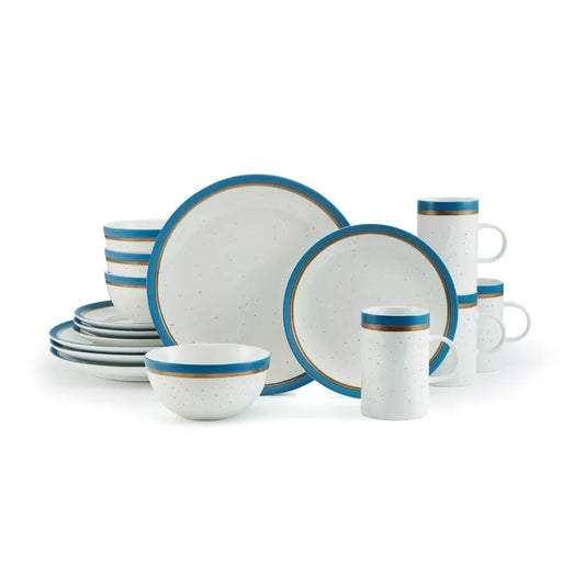 Blue 16-Piece Dinnerware Set Round Tableware Set of Plates Dinner Sets Free Shipping Dish Plate Ceramic Dishes to Eat Food Bar