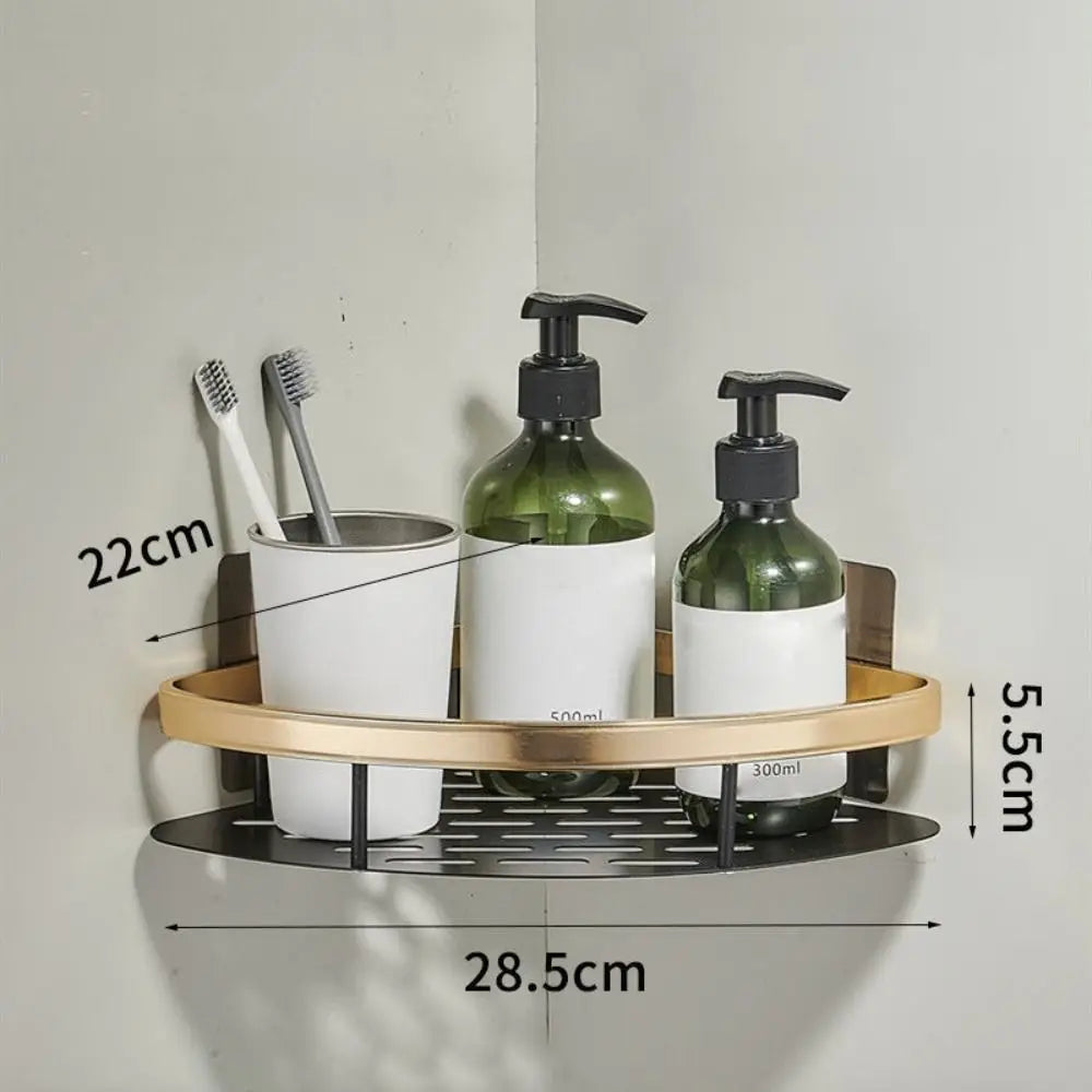 Bathroom Shelves Corner Shower Shelf Aluminum Wall Mount Shampoo Storage Rack Holders No Drill Kitchen Bathroom Accessories