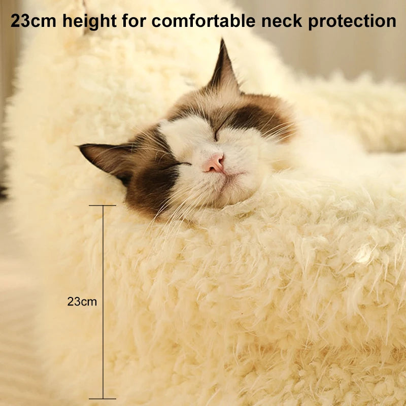 Winter Warm Pet Cat Dog Nest Plush Thicken Round Alpaca Mat Deep Sleep Comfort Soft Breathable Cat House Pet Sofa Supplies