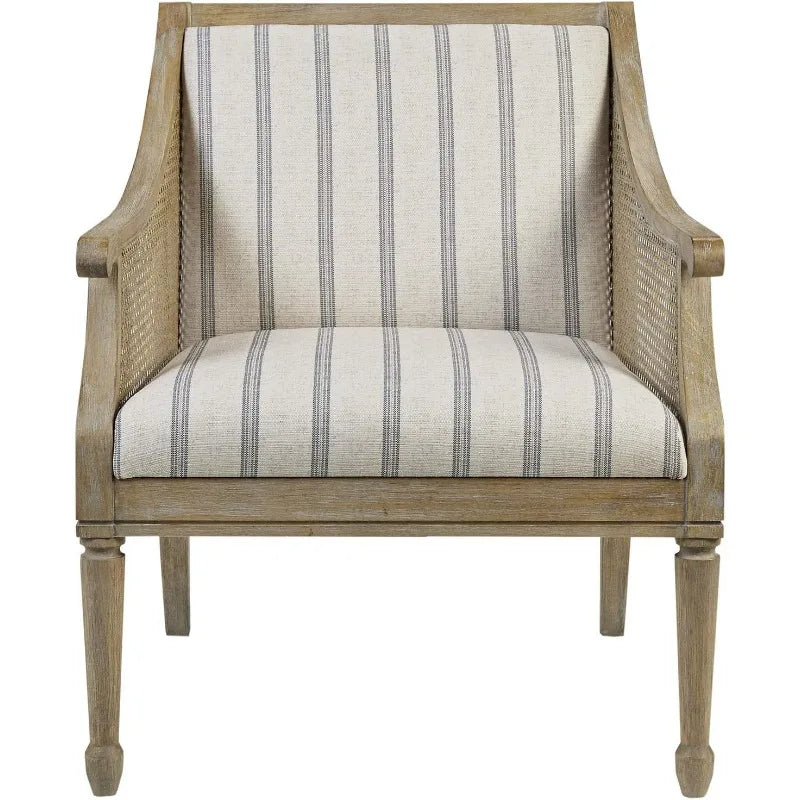 Martha Stewart Isla Accent Chairs for Living Room With Solid Wood Frame, Cane Webbed Swoop Track Arms, Turned Legs, Chairs