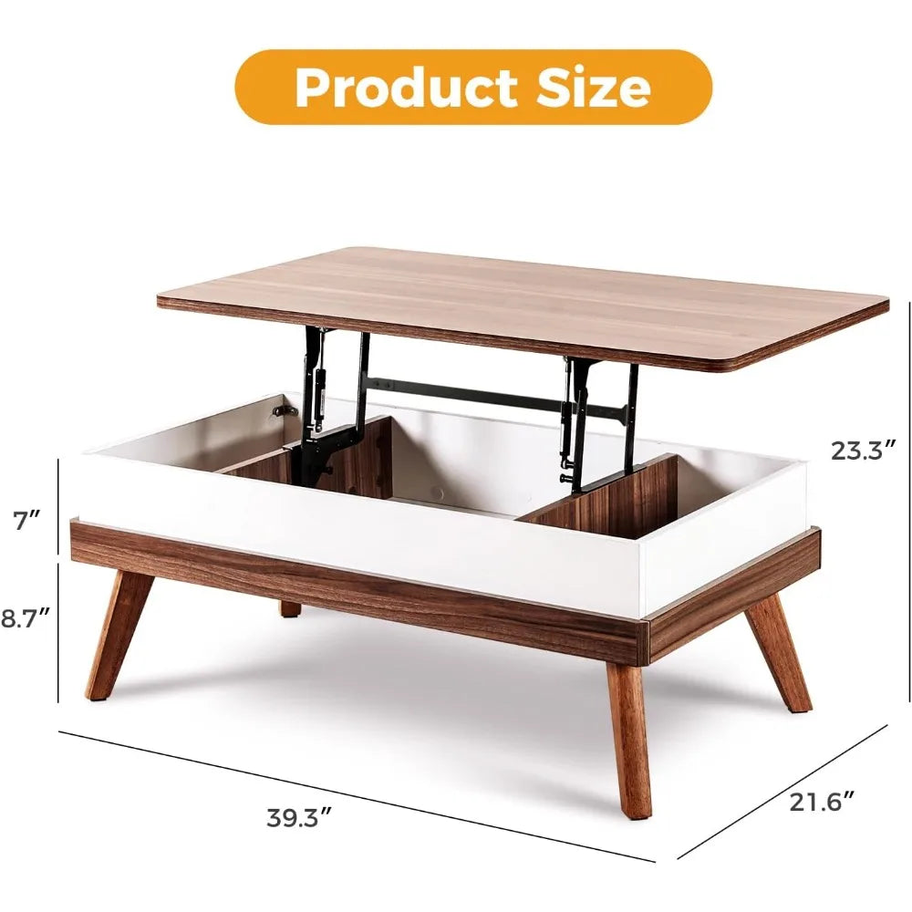 Lift Top Coffee Table, Easy-to-Assembly Center Table with Hidden Storage Compartment, Modern Dining Table for Living Room