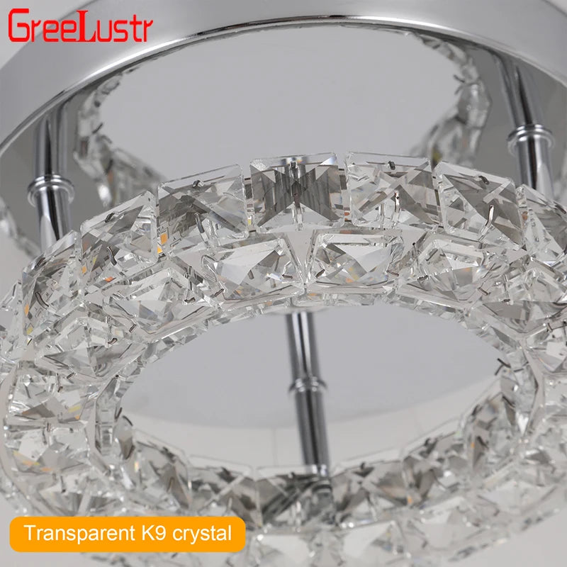 Led K9 Crystal Ceiling Lamp Bedroom Kitchen Cricle Ceiling Chandelier LightCristal Lustre Home Decora 110V-220V Lighting Fixture