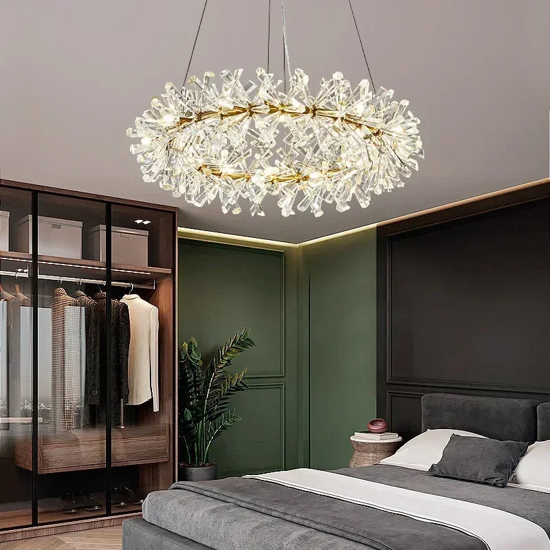 Modern Pendant Lights Living Room Bedroom Round Ceiling Chandelier Interior Decoration Luxury Crystal Chandelier Personalized