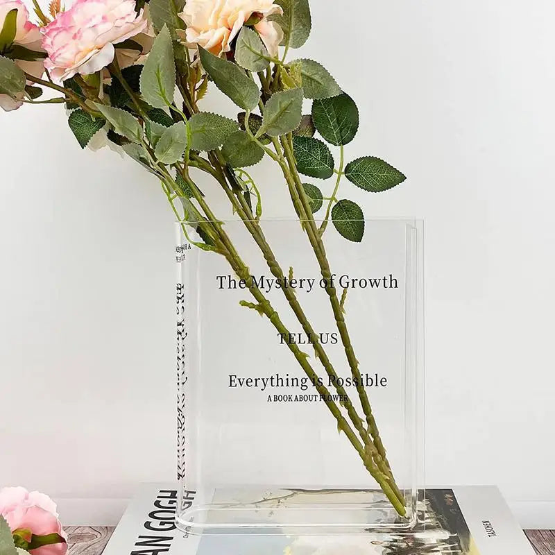 Book Vase Acrylic Book Vase Desktop Vase Bookcase Decoration Aquatic Table Vase Flower Home Decoration Flower Arrangement