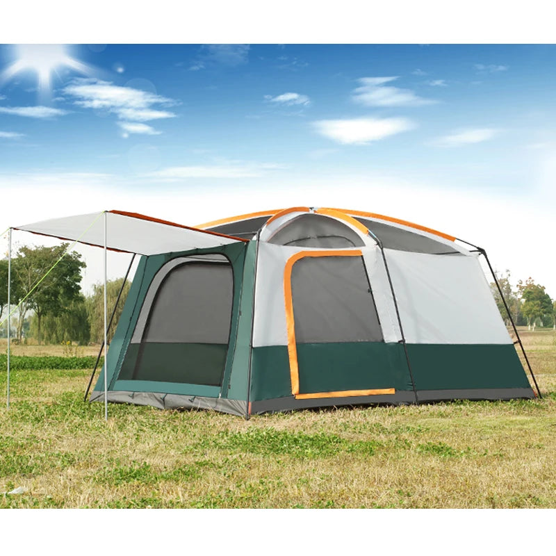 Double Layers Outdoor Camping and Tourist Tent, Rainproof Sunscreen, Luxury Pergola, Medium Size, 1Sleeping Room, 1Hall