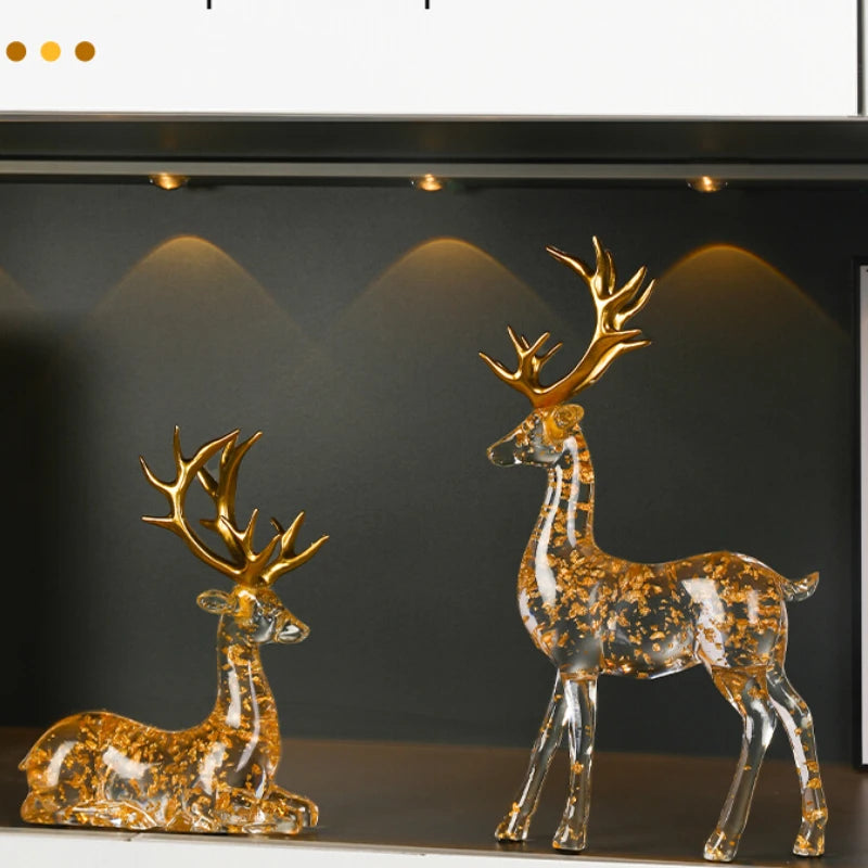 Luxury Transparent Elk Sculpture Home Decor Accessories Modern Living Room Office Bookshelf Accessories Art Animal Aesthetics