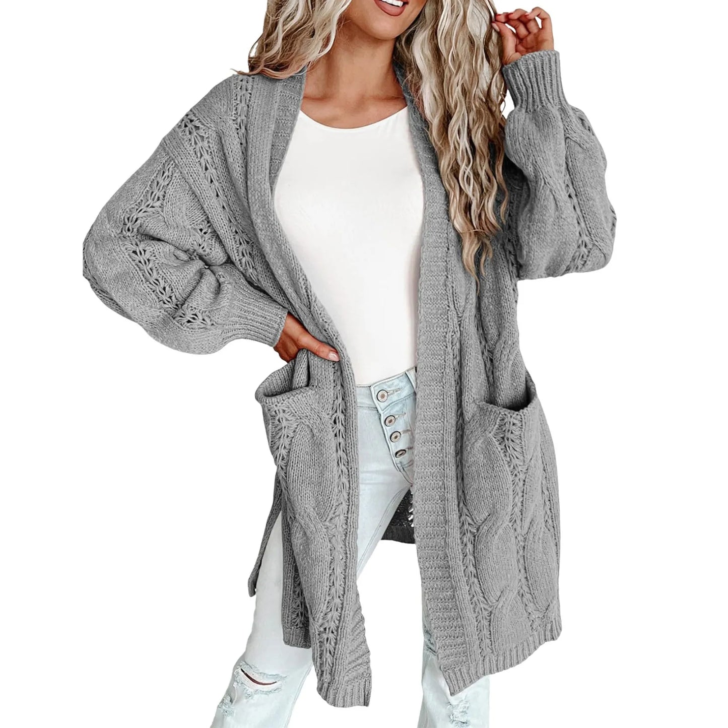 Long Cardigans For Women Open Front Long Sleeves Lightweight Woman Clothing Turn Down Collar Cardigan All- Button Blouses