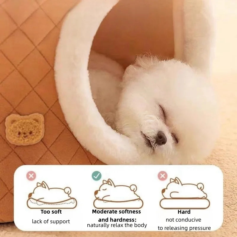 Winter Deep Sleep Cat Bed Soft Warm Pet Cushion House Cozy Dog Cat Basket Tent Cat Mat Bag Cave For Small Medium Dogs Cats