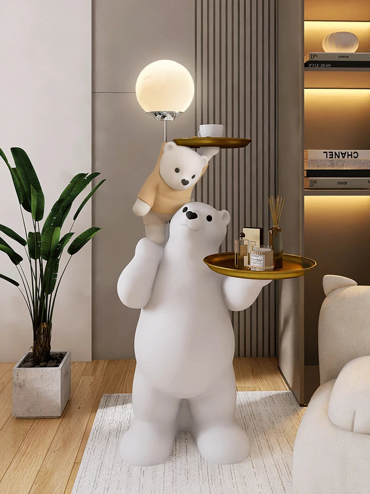 Home Decor Parent-child Vigorous Bear Statue Blessing Ornaments Nordic Creative Coffee Table Living Room Large Welcome Sculpture