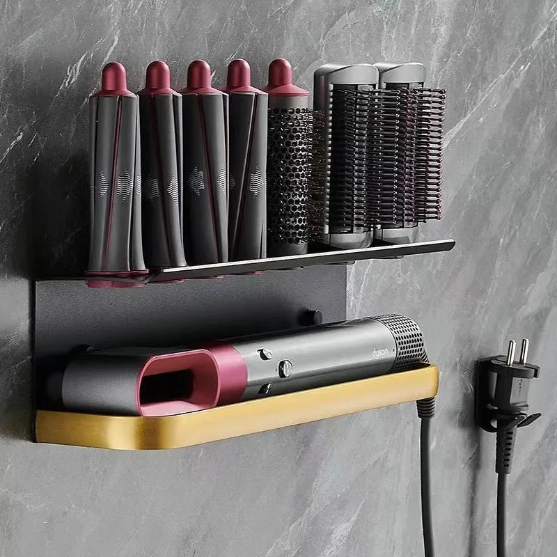 For Dyson Hair Curler Storage Rack Holder Hair Dryer Storage Hair Styler Holder Wall Hanging Free Hole Shelf Bathroom Accessorie