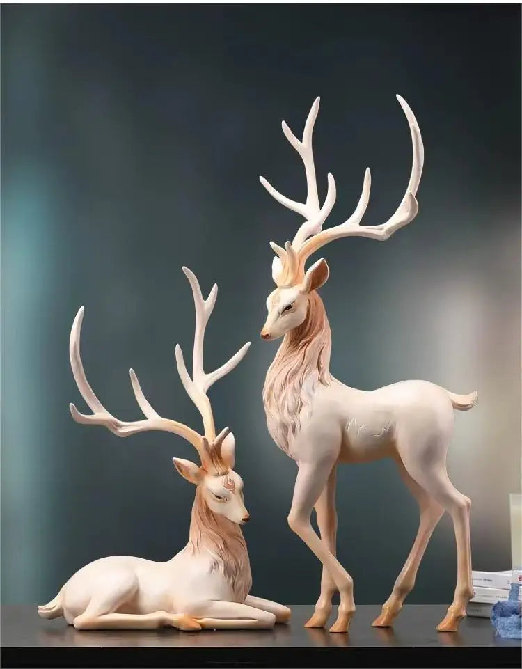 High-End Deer Statue Reindeer Statue Resin Elk Sculpture Living Room Luxury Home Decor Nordic Desktop Accessories New